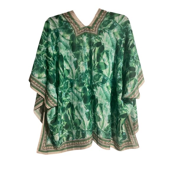 Steve Madden Sheer Tropical Print Kimono CoverUp O/S Green Lightweight Polyester - Picture 2 of 9